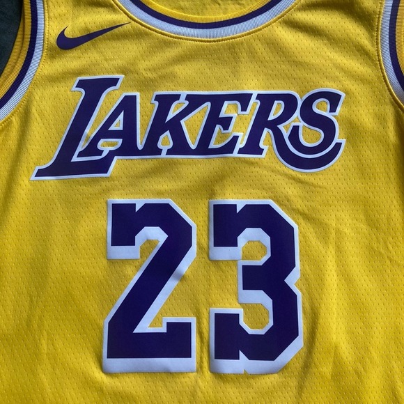 Nike Los Angeles Lakers Jersey Mens Large LeBron James #23 Yellow Basketball - Picture 3 of 10